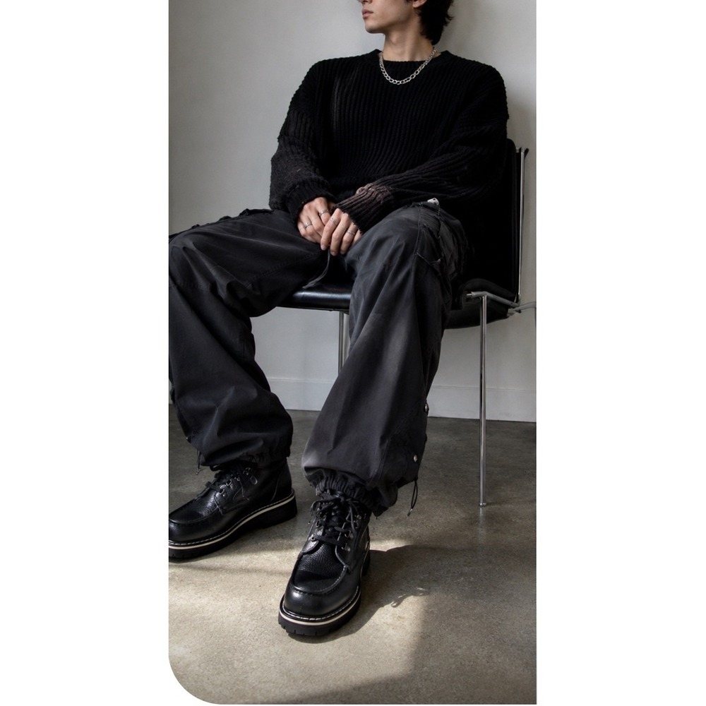 Xray Footwear Mens Black Pebbled Moc Toe Lace Up Lug Sole Boots Streetwear